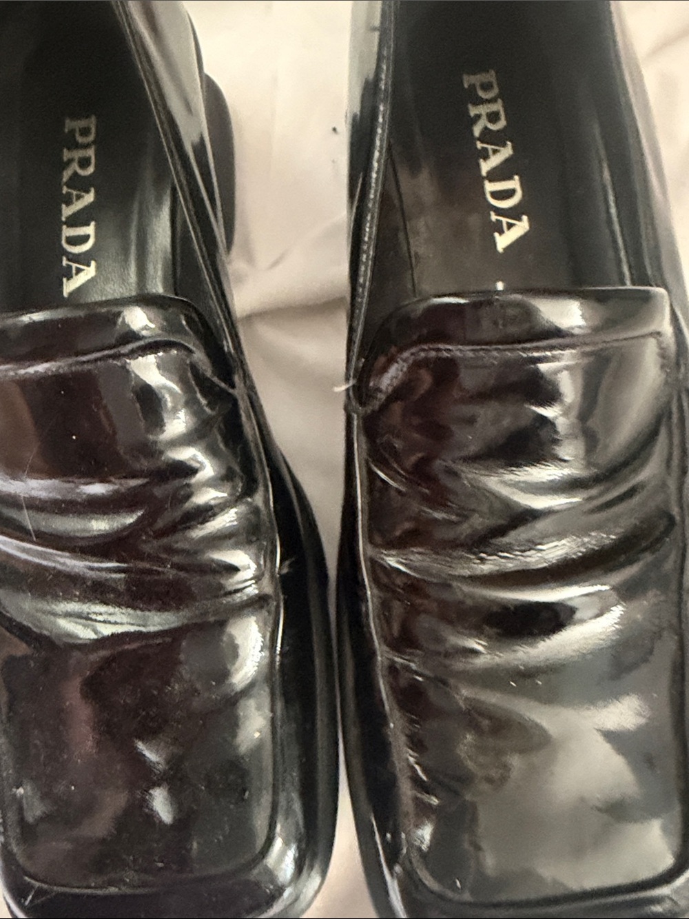 Prada Black Patent Leather Square-Toe Loafers - Picture 5 of 14